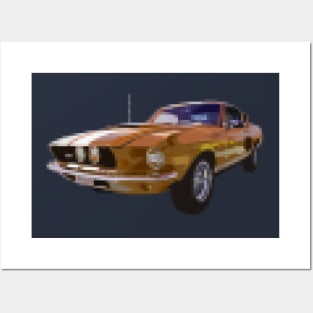 Mustang Pixelized Gold Dust Posters and Art